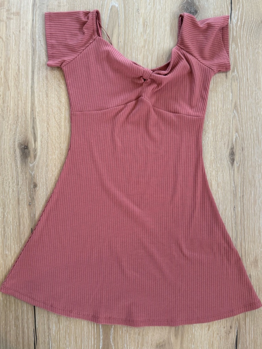 Ribbed Short Sleeve Fit & Flare Dress